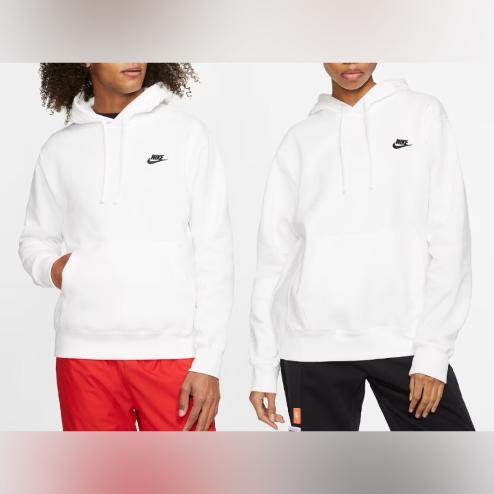 Nike SW Adult Sz M White Club‎ Fleece Pullover Hoodie